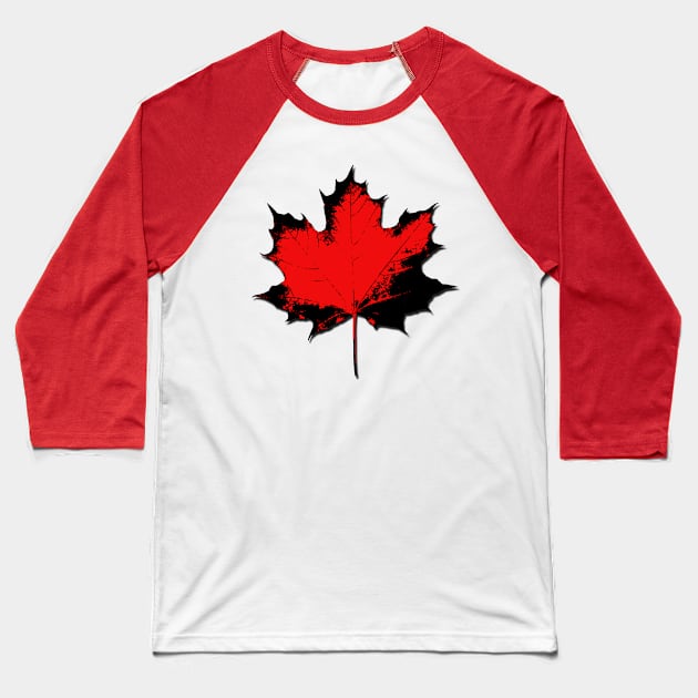 Maple Leaf Stamp Dark Baseball T-Shirt by Valkyrie's Designs